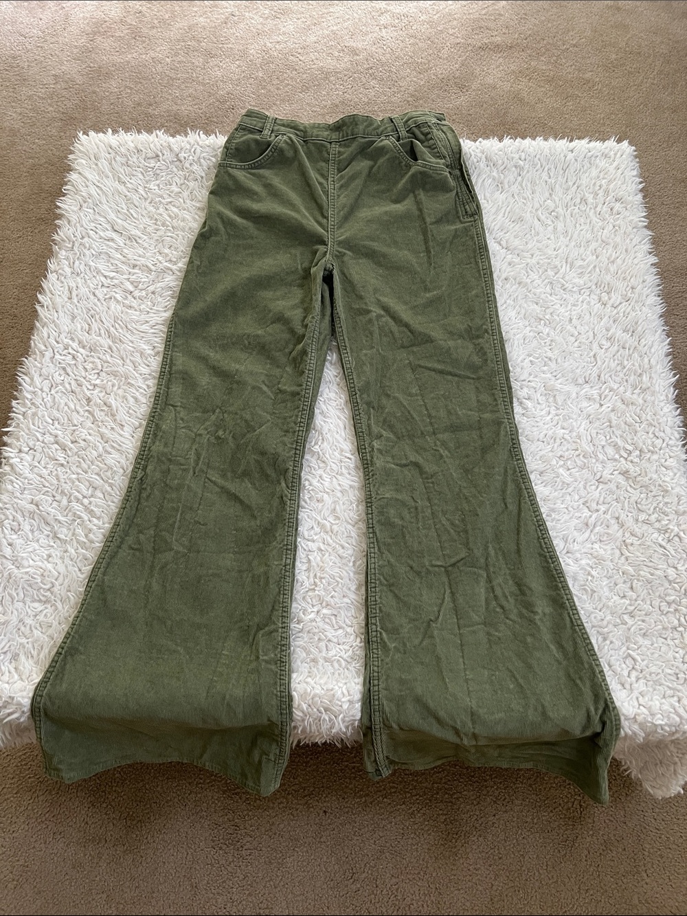 Lee Vintage Corduroy High Rise Flare Green Pants Women's Size 28